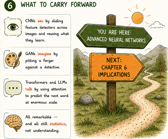 Signpost: You are here, Advanced neural networks, arrow to Chapter 6